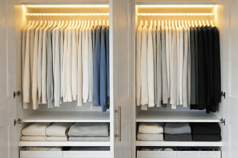 Como organizar a casa sem virar refém da faxina 2 Imagem de closet organizado após seguir as dicas de como deixar a casa organizar a casa sem virar refém da faxina
