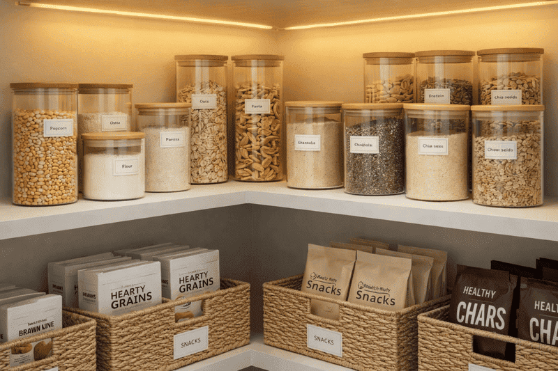 Como organizar a casa sem virar refém da faxina 3 Imagem de despensa organizada após seguir as dicas de como deixar a casa organizar a casa sem virar refém da faxina