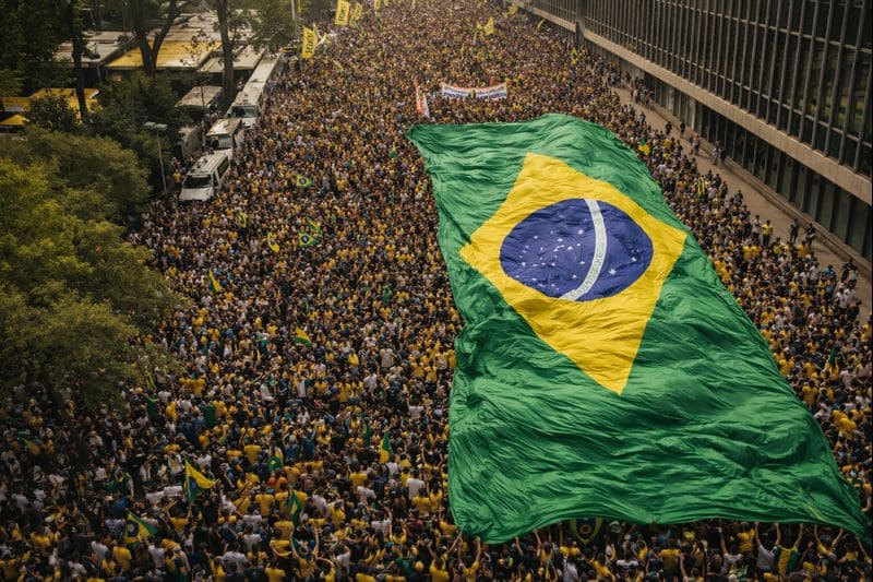 Como funciona a Copa do Mundo sem complicação 3 como funciona a copa do mundo multidão de torcedores carregando bandeira gigante do brasil em evento de futebol