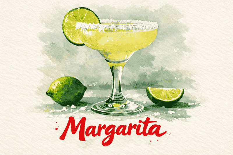 Como fazer margarita em casa fácil 2 como fazer margarita em casa em estilo aquarela com copo clássico e limões